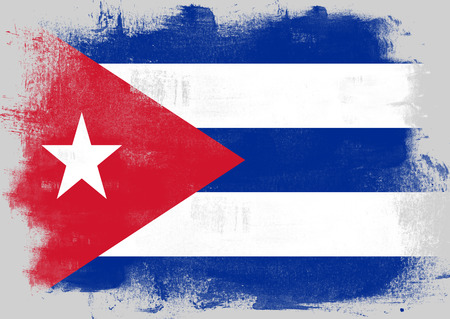 Flag of Cuba painted with brush on solid background,の写真素材
