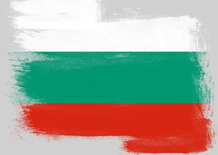 Flag of Bulgaria painted with brush on solid background,の写真素材