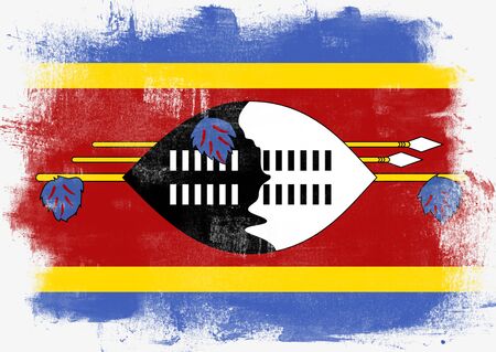 Flag of Swaziland painted with brush on solid background,の写真素材