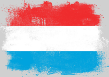 Flag of Luxembourg painted with brush on solid background,の写真素材