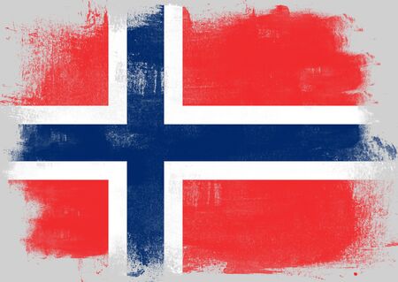 Flag of Norway painted with brush on solid background,の写真素材