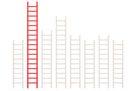 Red ladder among white image with hi-res rendered artwork that could be used for any graphic design.の写真素材