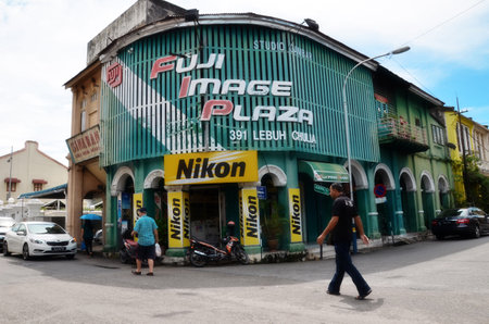 PENANG, MALAYSIA- 26 NOV,2015: Buildings in George Town UNESCO World Heritage Site, officially recognised as having a unique architectural and cultural townscape without parallel anywhere in Southeast Asia.のeditorial素材
