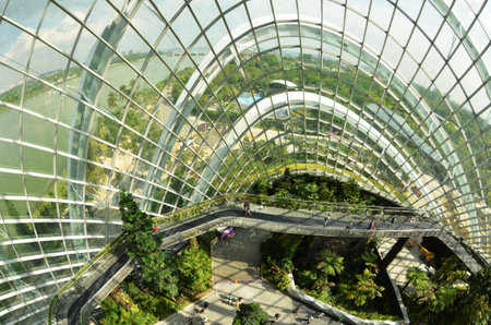 SINGAPORE - DEC 27: Cloud Forest at Gardens by the Bay in Singapore. Spanning 101 hectares of reclaimed land in central Singapore, adjacent to Marina Reservoir.のeditorial素材