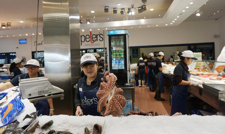 SYDNEY - AUG 21: A view of Sydney Fish Market on August 21, 2015 in Sydney. It is 3rd largest fish...