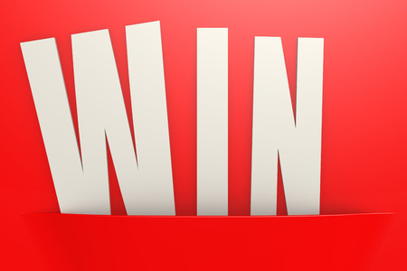White win word in red pocket, business concept image with hi-res rendered artwork that could be used for any graphic design.の写真素材