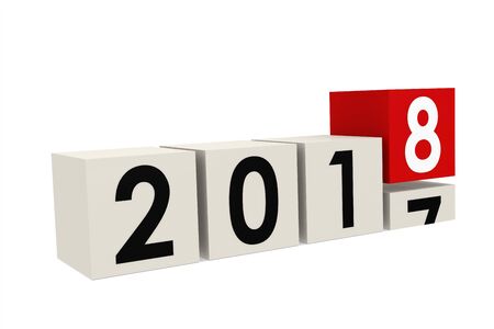 Year 2018 is coming, isolated on white, 3D renderingの写真素材