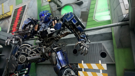 SINGAPORE, MAY 29, 2016: Optimus Prime Robot Model to promote TRANSFORMERS The Ride at Universal...