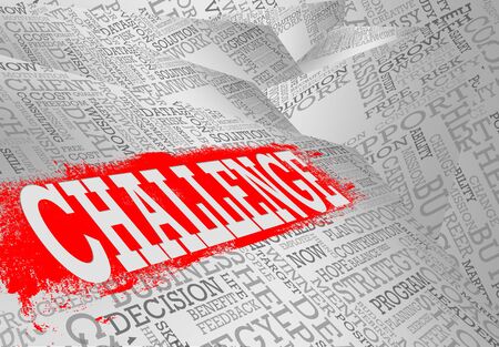Challenge word cloud, business concept, 3D renderingの写真素材
