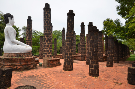 Sukhothai old historic town and old big Buddha statueの写真素材