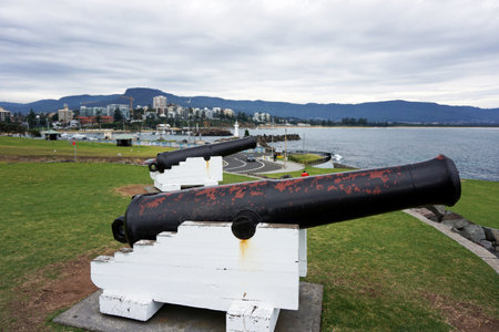 Cannons over the ocean in Wollongong Foreshore Parkのeditorial素材