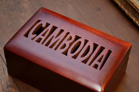Welcome to Cambodia on wooden boxの写真素材