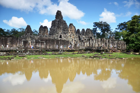 SIEM REAP, CAMBODIA - OCT 20, 2016: Faces of ancient Bayon Temple At Angkor Wat, Siem Reap, Cambodiaのeditorial素材