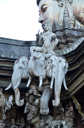 PATTAYA, THAILAND - 20 NOV, 2016: Sanctuary of Truth located in Pattaya. Sanctuary of Truth is an all-wood building filled with sculptures based on traditional Buddhist and Hindu motifs.のeditorial素材