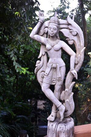 Wood sculpture at The Sanctuary of Truth in Thailandの写真素材