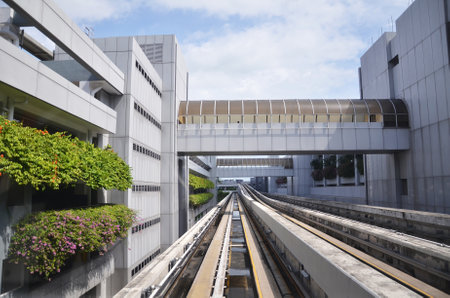 SINGAPORE - 18 NOV, 2016: The Changi Airport Skytrain at Singapore Changi Airport, Singaporeのeditorial素材