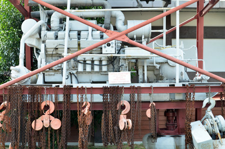 KAMPAR, MALAYSIA- 28 DEC, 2016: Machine in Kinta Tin Mining Museum in Kampar, Malaysia. The museum is full of collection in early days of tin mining history in Kinta valley.のeditorial素材