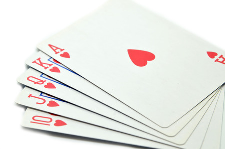 Playing cards isolated on white background. Gambling conceptの写真素材