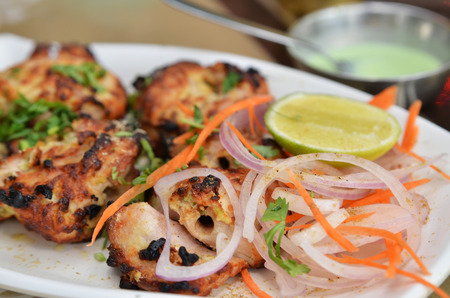 Chicken Malai Tikka Boneless piece, Indian dish.