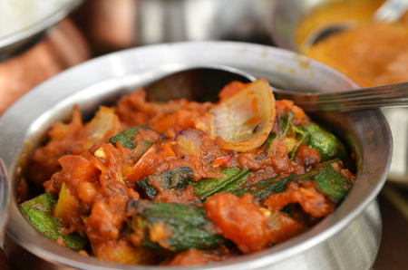 Bhindi masala or okra curry. India dishの写真素材
