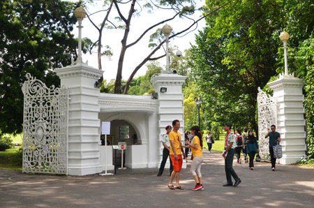 SINGAPORE- MAY 01, 2017: Istana Grounds is open to the public in celebration Labour Day. The Istana is the official residence and office of the President of Singapore.のeditorial素材