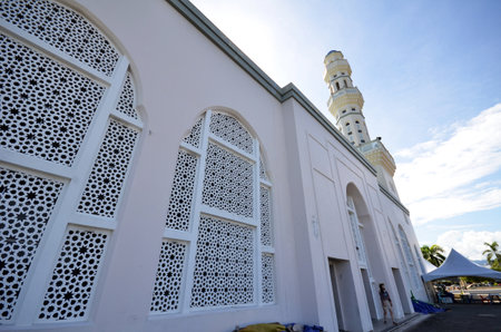 KOTA KINABALU, MALAYSIA- JUN 19, 2017: Masjid Bandaraya Kinabalu, Borneo, Sabah. The Kota Kinabalu City Mosque is the second main mosque in Kota Kinabalu, Sabah, Malaysiaのeditorial素材