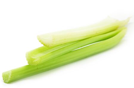 Fresh green celery isolated on white backgroundの写真素材