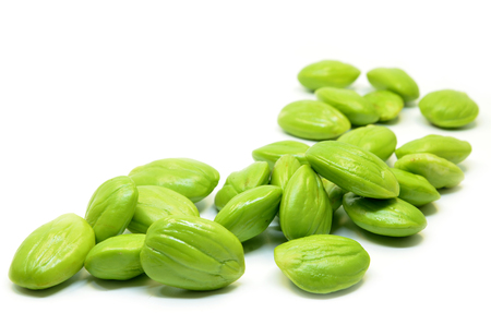 Parkia speciosa beans isolated on white backgroundの写真素材