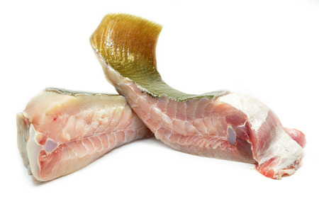 Raw stingray meat isolated on white background