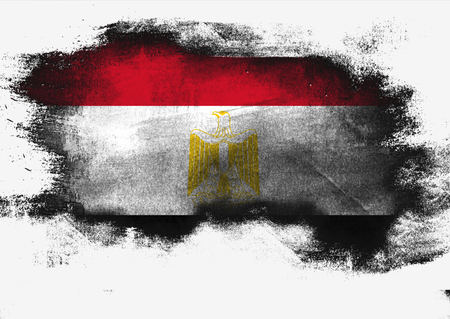 Egypt flag painted with brush on white background, 3D renderingの写真素材