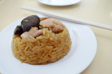 Steamed glutinous rice with chicken. Chinese Foodの写真素材