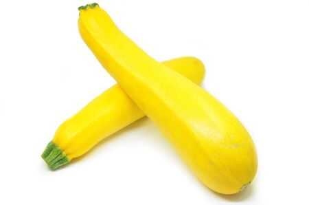 Yellow squash isolated on white backgroundの写真素材