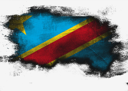 Democratic Republic of the Congo flag painted with brush on white background, 3D renderingの写真素材