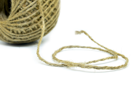 Linen string isolated on a white backgroundの写真素材