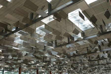 SINGAPORE- 10 DEC, 2017: Roof of departure hall in Terminal 3 at Changi International Airport in Singapore. Changi Airport is one of the largest transportation hubs in Asia.のeditorial素材