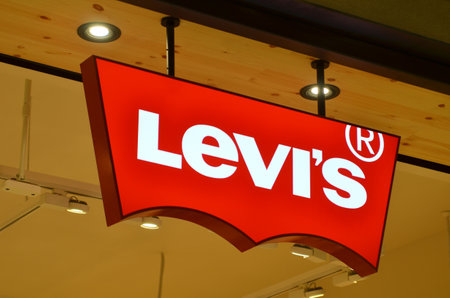 JOHOR BAHRU, MALAYSIA- FEB 18, 2018: Levi Strauss & Co. Signage and Logo in Paradigm Mall, Johor Bahru. Levis have been an American pants and clothing staple since 1853のeditorial素材
