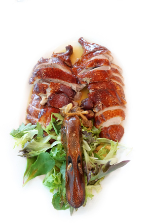 Roasted duck Chinese style, isolated on whiteの写真素材