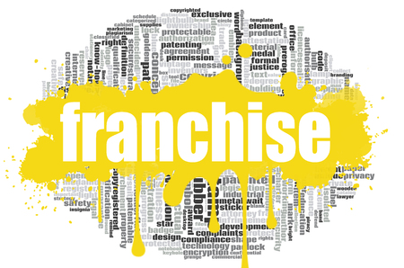 Franchise word cloud concept on white background, 3d rendering.の写真素材