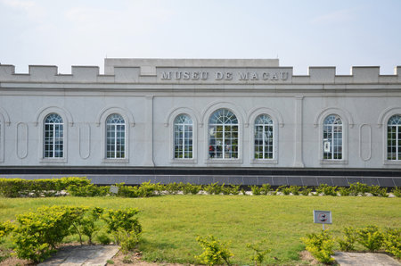MACAU, CHINA- 06 APR, 2018: The exterior view of Macau Museum on the hill of the Fortaleza do Monte in Macau.The museum was inaugurated on 18 April 1998.のeditorial素材