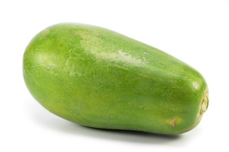 Green papaya isolated on a white backgroundの写真素材