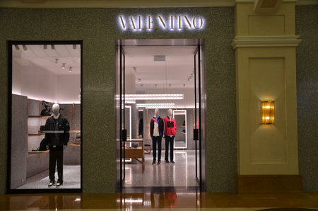 MACAU, CHINA - JUNE 16, 2018: Valentino boutique in Macau. Valentino is an Italian fashion designer...