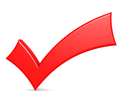 Red check mark standing over white background, 3D renderingの写真素材