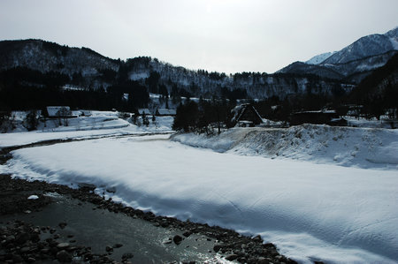 SHIRAKAWAï¼JAPAN- FEB 23, 2018: Shirakawa-go in Japan in the winter season. Shirakawago located in Gifu Prefecture.のeditorial素材