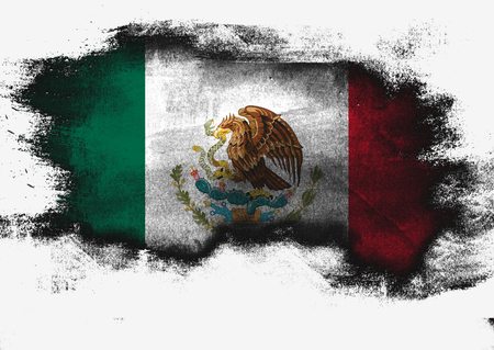 Mexico flag painted with brush on white background, 3D renderingの写真素材