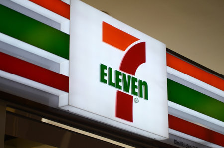 GENTING HIGHLANDS, MALAYSIA- DEC 03, 2018 : The light box of 7 eleven mini mart logo at Genting...