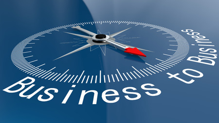 Blue compass with Business to Business word, 3D renderingの写真素材