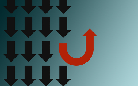 Different thinking concept with u turn arrow, 3D renderingの写真素材