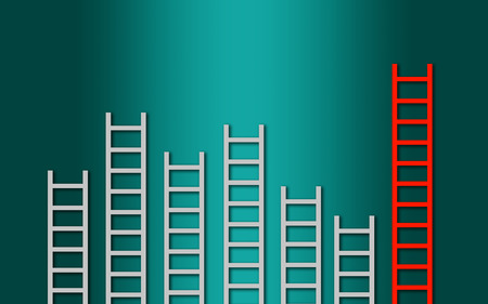 Ladders on wall ,competition concept, 3D renderingの写真素材