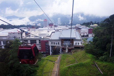GENTING HIGHLANDS, MALAYSIA- DEC 03, 2018: Awana SkyWay at Genting Highlands, Malaysia. The Awana Skyway is one of the most convenient ways to reach the peak of Genting Highlandsのeditorial素材