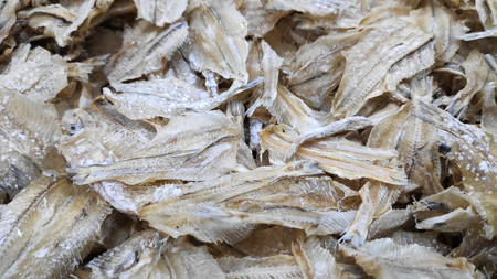 Small dried fishes for sale at the marketの写真素材